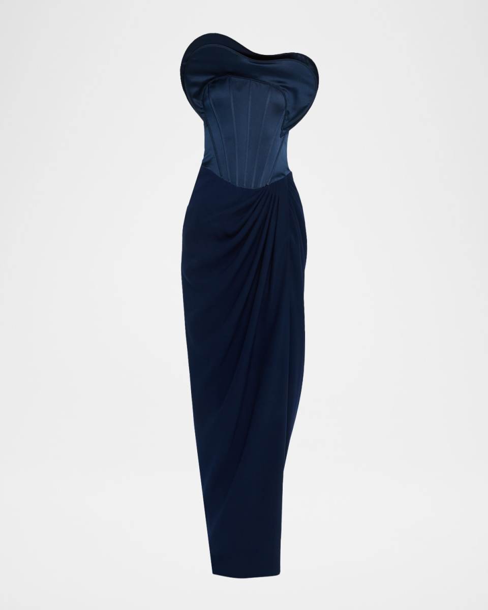 Sculptural Ruffled Strapless Corset Gown